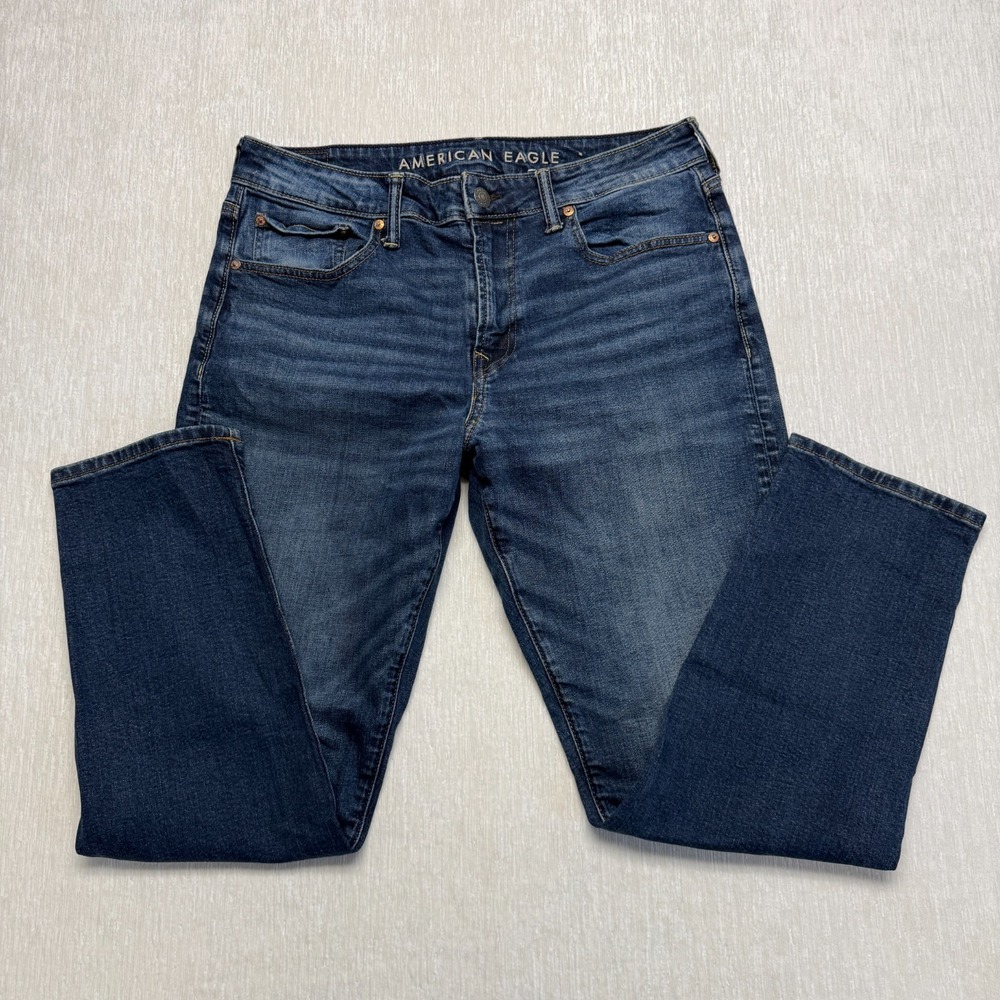 American Eagle Athletic Fit Airflex Skinny Jeans Men 32x30 Blue Denim Stretch